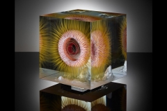 cosmic flower (2016) – 27x27x27 cm Optifloat, painted, glued, polished glass