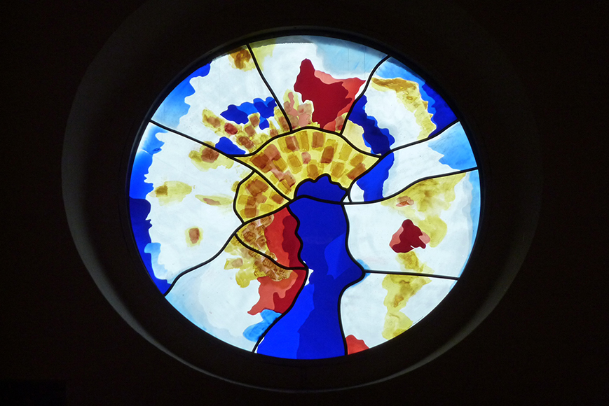 Protestant Christ Church Parish Zülpich, design of the round window 'Pentecost' · 2010