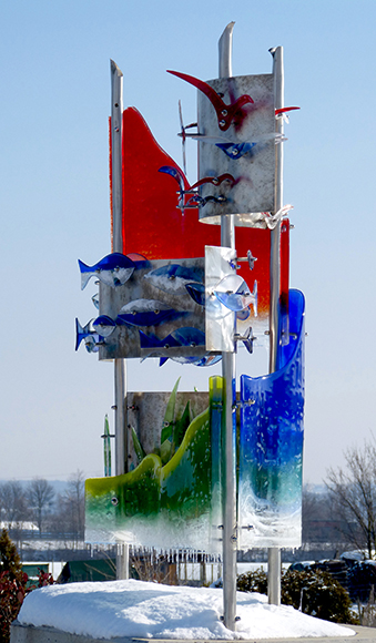 Roundabout design in Rheinbach-Wormersdorf, fusing technique, stainless steel · 2013